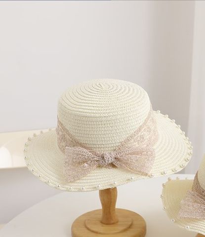 Women's Simple Style Solid Color Bowknot Wide Eaves Straw Hat