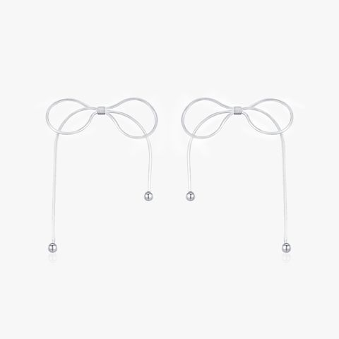 1 Pair Simple Style Bow Knot Plating Sterling Silver Rhodium Plated Ear Studs