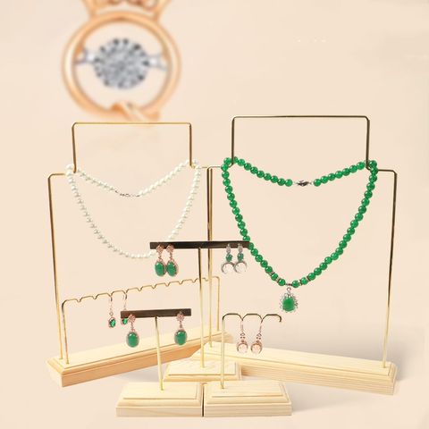 Fashion Geometric Solid Wood Metal Jewelry Rack