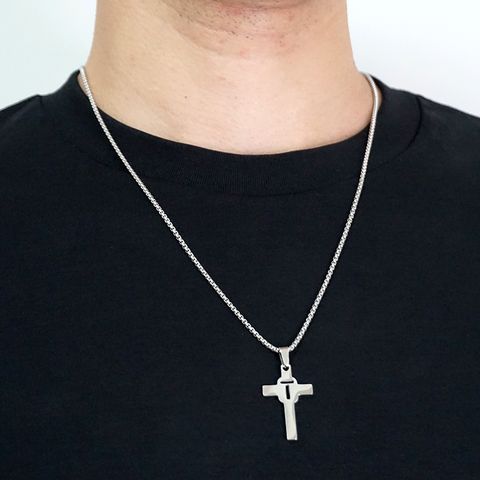 Casual Simple Style Cross Letter 304 Stainless Steel Titanium Steel Unisex Pendant Necklace