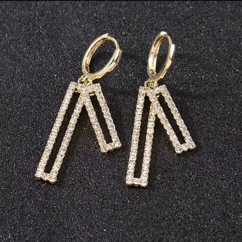 1 Pair Glam Shiny Rectangle Plating Inlay Alloy Zircon Drop Earrings