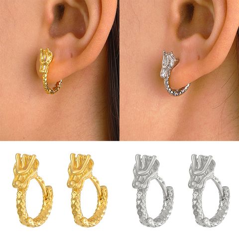 1 Pair Simple Style Dragon Plating Alloy Earrings