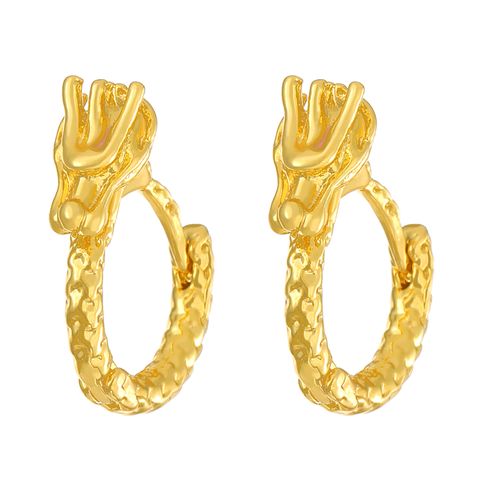 1 Pair Simple Style Dragon Plating Alloy Earrings