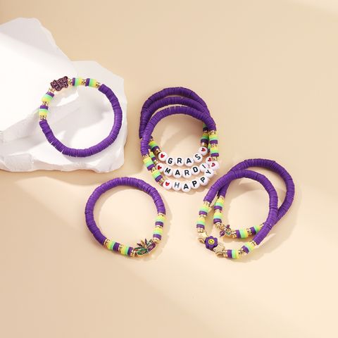 Cute Sweet Geometric Letter Soft Clay Beaded Women's Bracelets