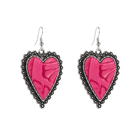 1 Pair Vintage Style Romantic Heart Shape Plating Pu Leather Alloy Drop Earrings