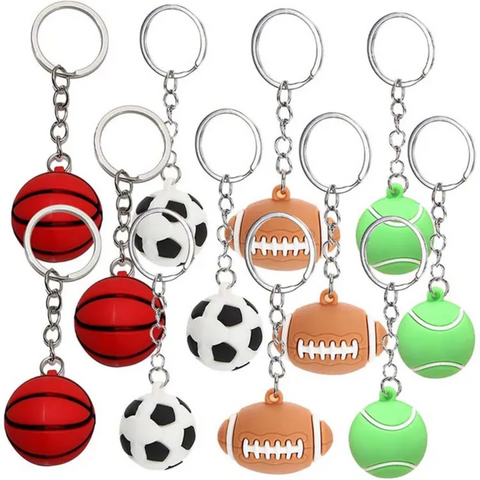 Sports Ball Pvc Silver Plated Bag Pendant Keychain