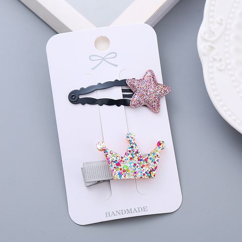 Girl's Simple Style Star Solid Color Alloy Stoving Varnish Hair Clip