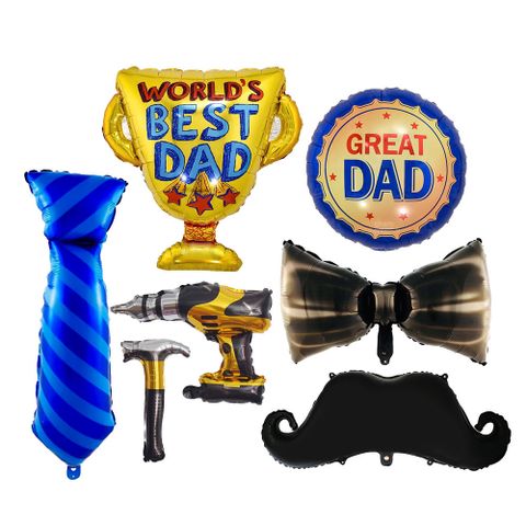 Father's Day Cute Funny Letter Beard Tie Back Aluminum Film Daily Party Balloons