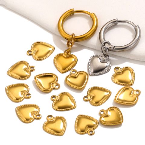 50 Pcs/package Simple Style Heart Shape Stainless Steel Plating Pendant Jewelry Accessories