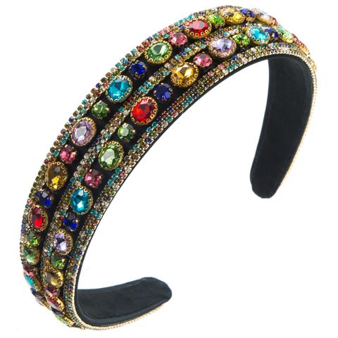 Women's Elegant Glam Geometric Cloth Inlay Rhinestones Glass Stone Hair Band