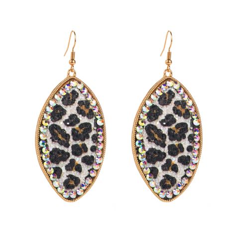 1 Pair Vintage Style Classic Style Leopard Plating Inlay Alloy Artificial Leather Rhinestones Drop Earrings