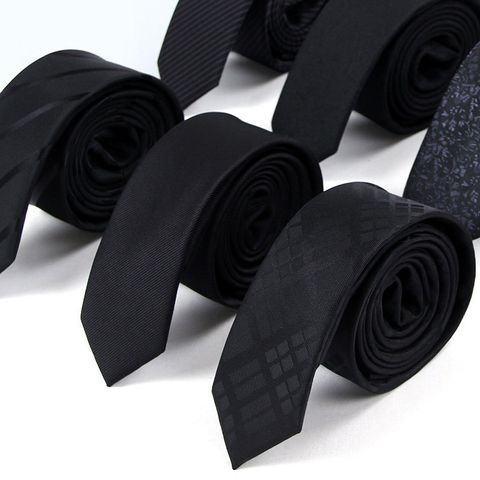 Simple Style Stripe Solid Color Polyester Yarn Men's Tie