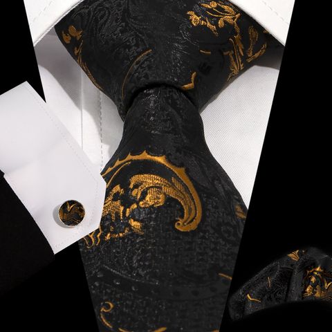 Business Formal Printing Polyester Men's Cufflinks Tie