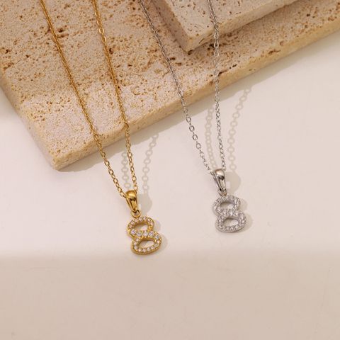 Simple Style Infinity Stainless Steel Plating Inlay Zircon White Gold Plated Gold Plated Pendant Necklace