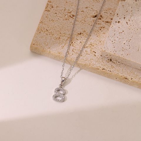 Simple Style Infinity Stainless Steel Plating Inlay Zircon White Gold Plated Gold Plated Pendant Necklace