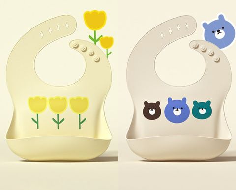 Cute Cartoon Bear Flower Silica Gel Bib Baby Accessories