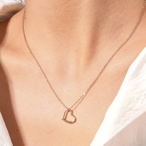 Simple Style Heart Shape Alloy Plating Women's Pendant Necklace