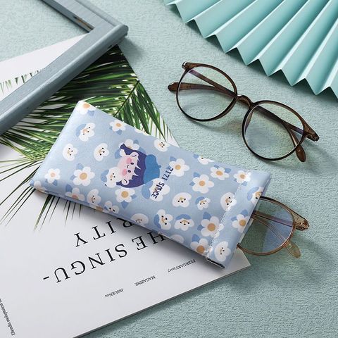 Simple Style Classic Style Commute Letter Color Block Soft Pu Leather Printing Women's Glasses Pouch