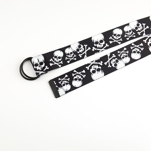 Exaggerated Skull Woven Fabric Iron Unisex Woven Belts