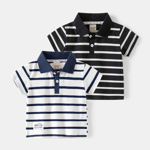 Classic Style Stripe Patchwork Cotton T-shirts & Shirts