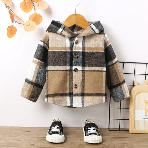 Simple Style Plaid Polyester Boys Outerwear