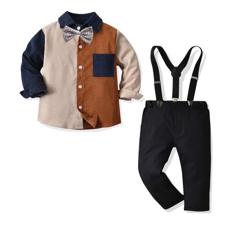 Simple Style Color Block Cotton Boys Clothing Sets