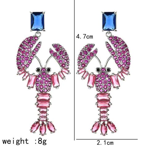 1 Pair Elegant Lobster Plating Inlay Copper Zircon White Gold Plated Drop Earrings