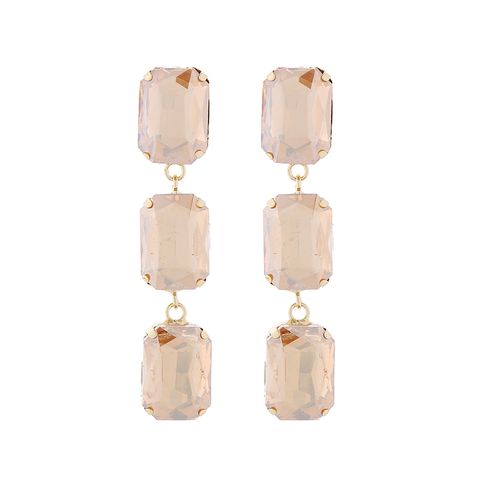 1 Pair Elegant Luxurious Square Plating Inlay Alloy Glass Gold Plated Drop Earrings