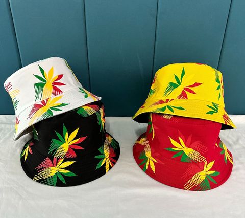Unisex Casual Simple Style Plant Printing Wide Eaves Bucket Hat