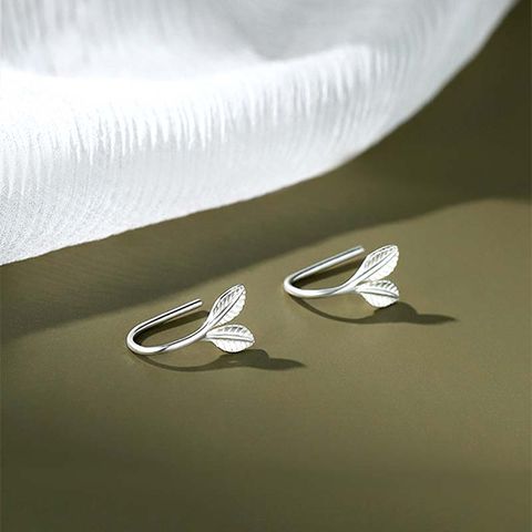 1 Pair Glam Sweet Leaf Solid Color Plating Sterling Silver Ear Studs