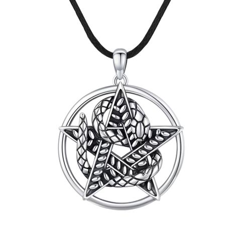 Cool Style Pentagram Snake Alloy Plating Hollow Out Gold Plated Silver Plated Unisex Pendant Necklace