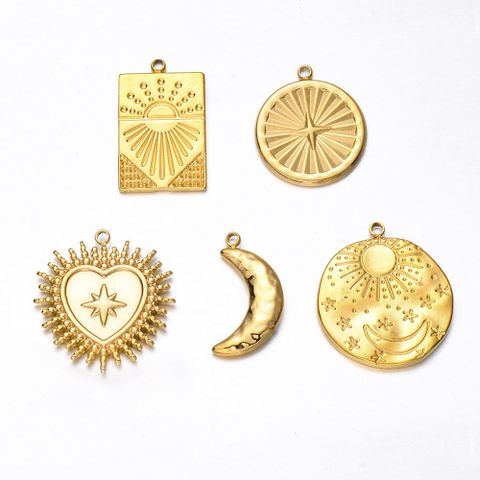5 Pièces/paquet Style Simple Star Lune Forme De Cœur Acier Inoxydable Placage Pendentif Bijoux Accessoires