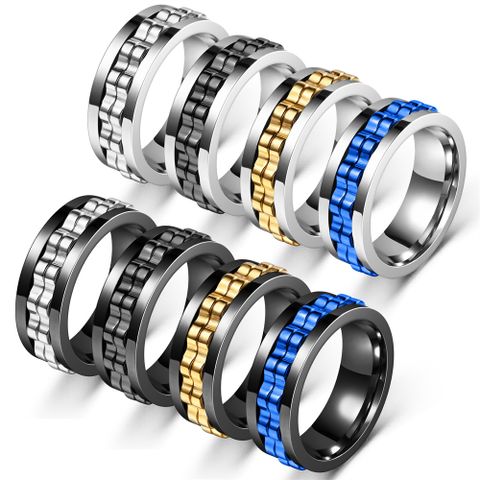Simple Style Geometric Stainless Steel Plating Unisex Anxiety Ring