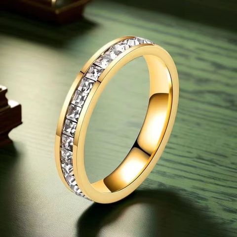 Modern Style Solid Color Copper Inlay Artificial Gemstones Open Rings