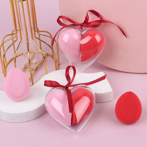 Sweet Double Heart Hydrophilic Non-latex Makeup Puff 2 Pieces