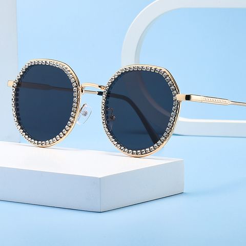 IG Style Hip-Hop Solid Color Pc Polygon Diamond Full Frame Women's Sunglasses