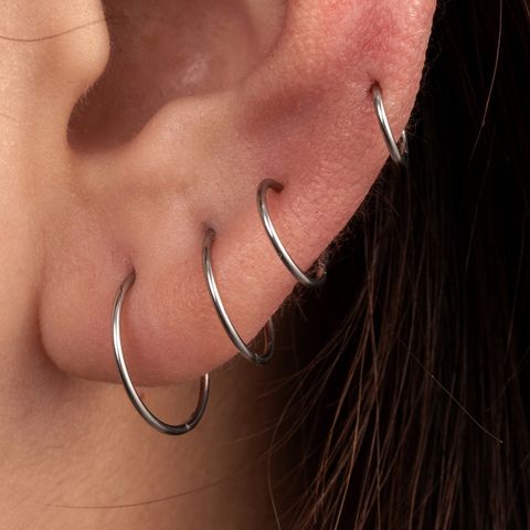 1 Piece IG Style Round 316 Stainless Steel  Hoop Earrings
