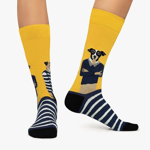 Unisex Vacation Color Block Cotton Crew Socks A Pair