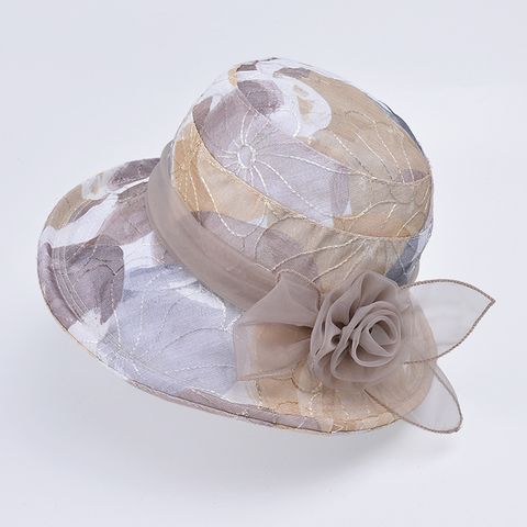 Women's Classic Style Color Block Flowers Flat Eaves Bucket Hat