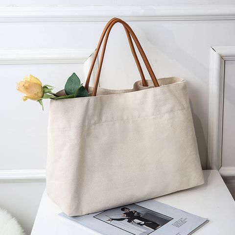 Women's Streetwear Solid Color Canvas Shopping Bags