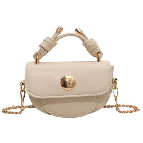 Women's Mini Pu Leather Solid Color Classic Style Square Flip Cover Handbag