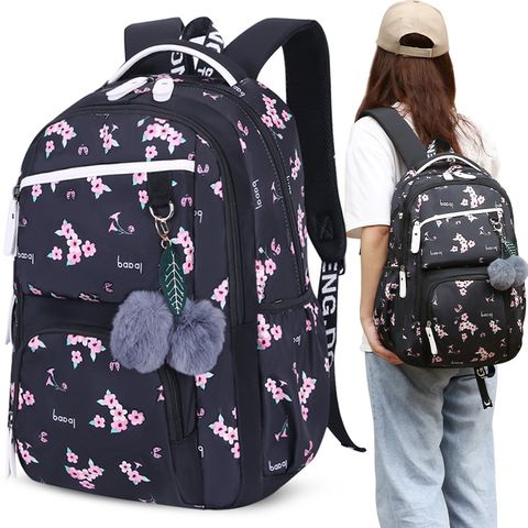 Waterproof Geometric Floral School Daily School Backpack