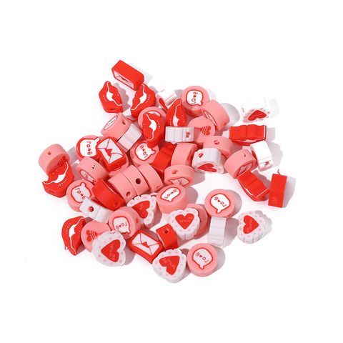 1000 Pieces Soft Clay Bear Heart Shape Flower Beads