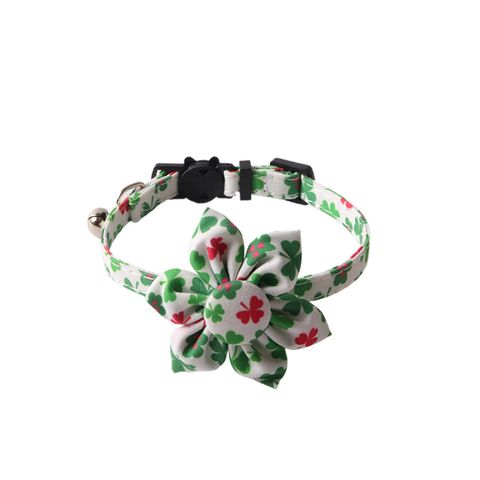 Casual Simple Style Cloth St. Patrick Shamrock Bow Knot Pet Scarf Pet Collar