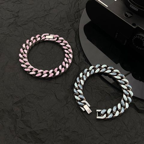 Titanium Steel Hip-Hop Geometric Solid Color Enamel Chain Bracelets