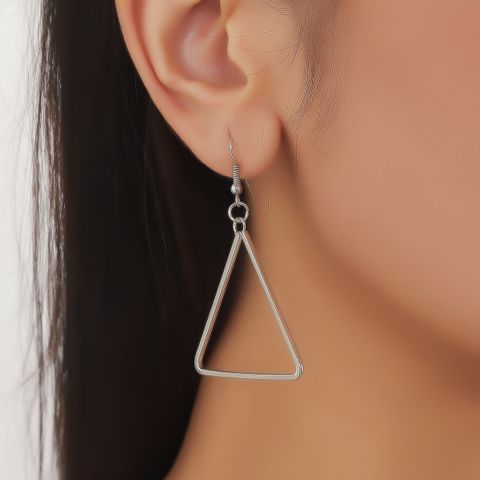 1 Pair Exaggerated Simple Style Triangle Round Alloy Drop Earrings