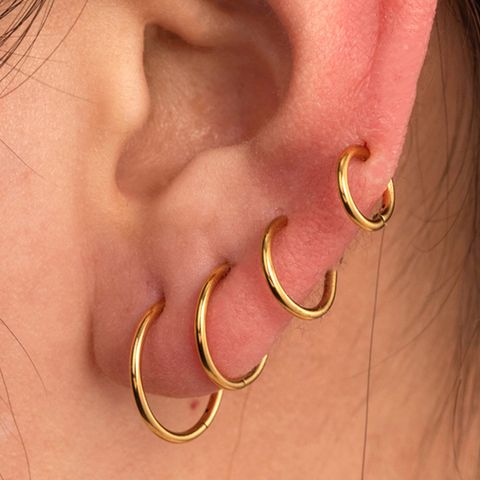 1 Piece IG Style Round 316 Stainless Steel  Hoop Earrings