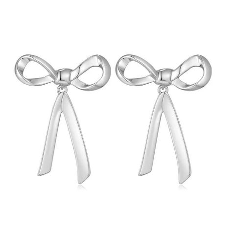 1 Pair Vintage Style Heart Shape Bow Knot Plating Alloy Ear Studs