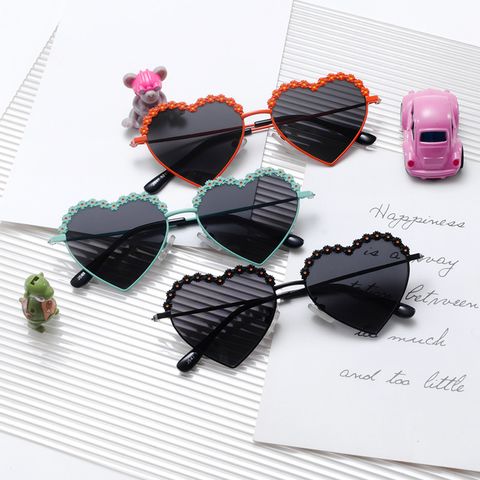 Cute Simple Style Heart Shape Tac Special-Shaped Mirror Full Frame Kids Sunglasses