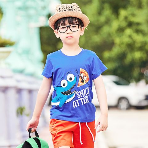 Casual Cartoon Solid Color Cotton T-shirts & Shirts